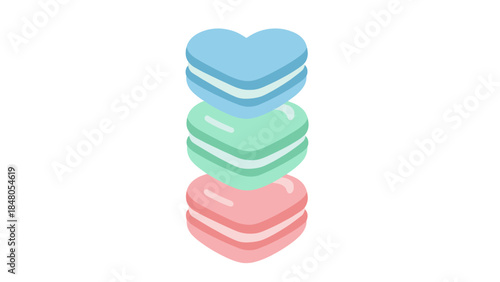 Stacked Heart-Shaped Moji Icons in Pastel Colors for Expressing Affection and Sentimentality