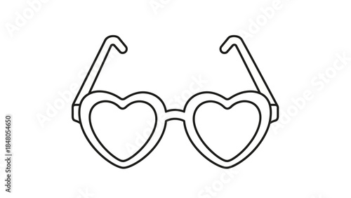 Stylish Heart-Shaped Sunglasses with Thin Frame in Minimalist Line Art Style for Fashion Accessory