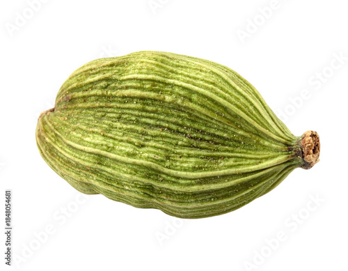 Green Cardamom Pod Isolated on White.