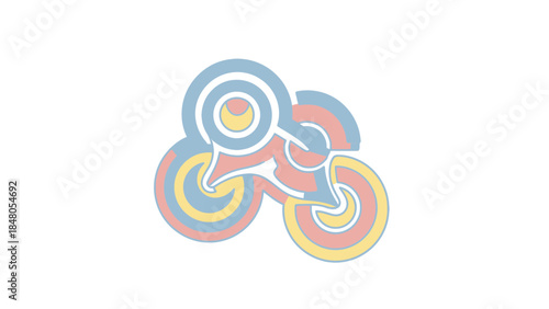Stylized abstract representation of a motorcycle with concentric circular design elements and