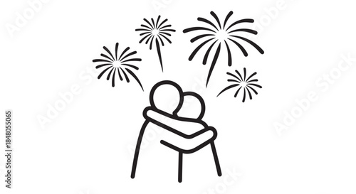 Silhouette illustration of a woman sitting on a palm tree by the beach at sunset