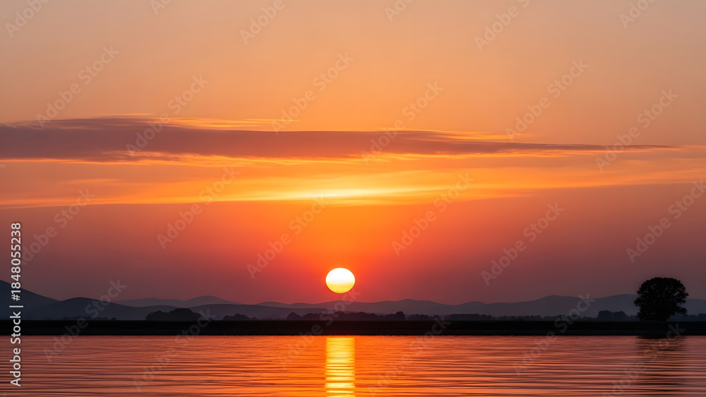 Obraz premium sunset over the lake