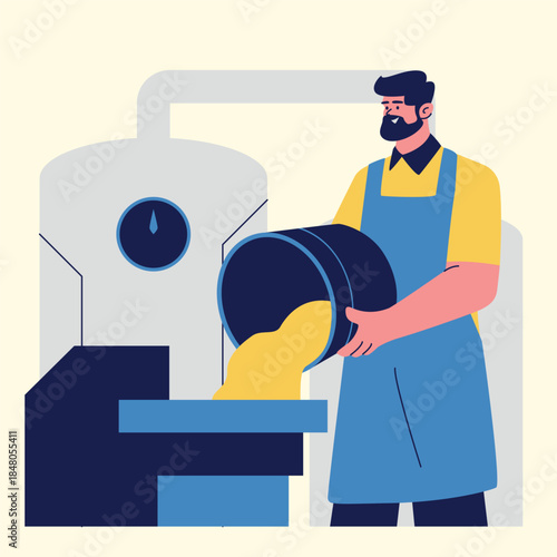 modern factory worker operating machinery liquid illustration