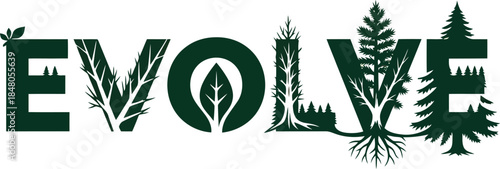 Evolve logo eco friendly green leaves forest.