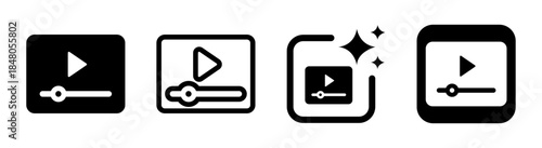 Streaming media icon with video platform play button and user interface vector illustration