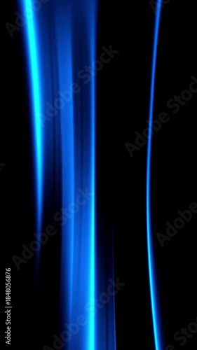 Abstract Blue Silk Motion Background, Elegant Glowing Neon Lines Flow, Futuristic Vertical Liquid Seamless Loop Video