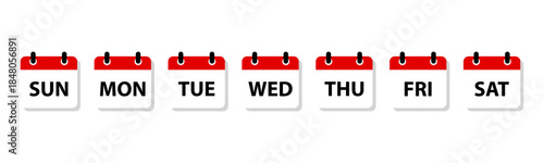 Days of the week calendar icons set
