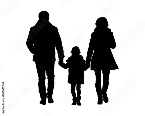Family Walking Together Silhouette