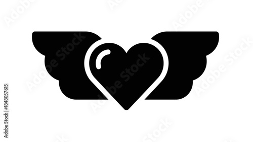 Stylized heart with wings symbol representing love and freedom in minimal design