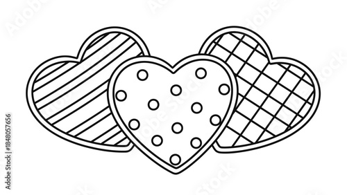 Stylized Heart-Shaped Cookies with Diverse Patterns for Valentine?s Day Celebration