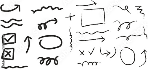 A collection of hand drawn arrows and symbols