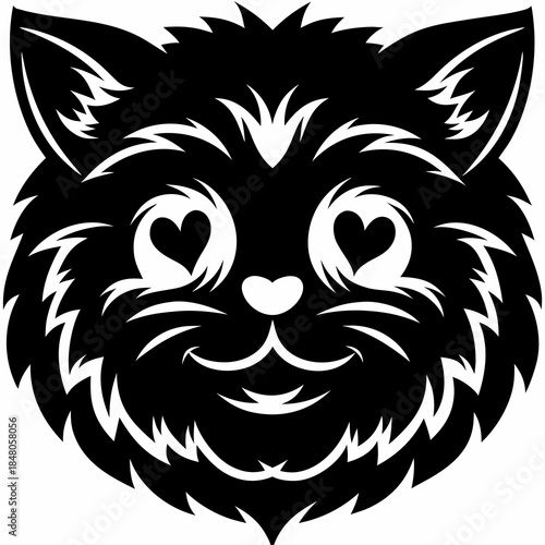 Cute Cat Head with Heart Eyes