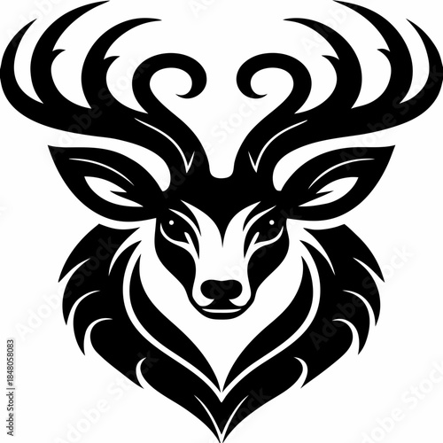 Artistic Deer Head Silhouette Illustration