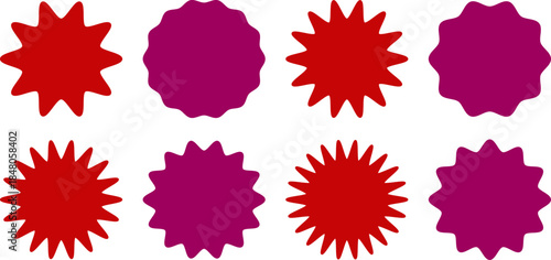 Colorful Starburst Shapes in Purple and Red Colors Set