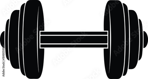Fitness dumbbell outline silhouette vector illustration