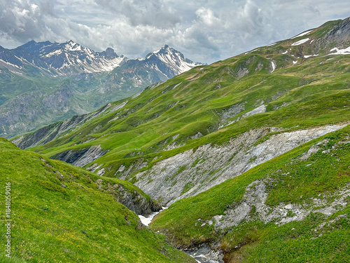 Lush Mountain Landscape of the French Alps on an Overcast July Day