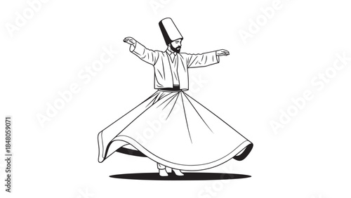 Traditional Sufi Whirling Dervish Performance with Tall Hat and Flowing Robe.