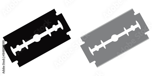 Sharp Razor Blade Vector Icons: Set of Shaving Tool Outlines and Silhouettes. Minimalist Barber Shop 
Symbols and Grooming Graphic Elements Isolated on White Background.