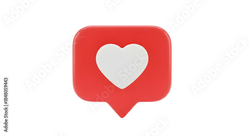 Red heart chat bubble icon on black background
