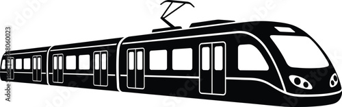 Subway Train Silhouette Vector | Urban Metro Railway Transportation