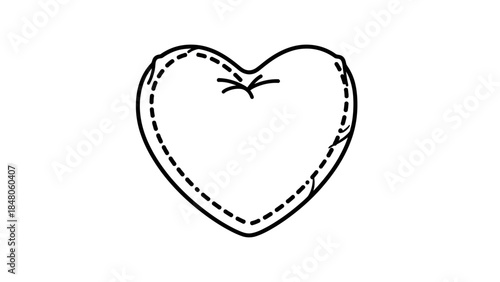 Stylized stitched outline heart symbol emphasizing handmade and craft art