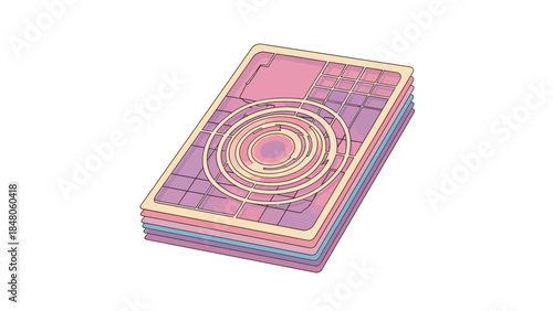 Stylized Vintage Tarot Card Deck with Pink and Purple Geometric Design Art