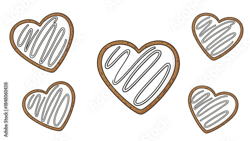 sweet assorted cookies with heart-shaped gingerbread and sugary icing designs suitable for