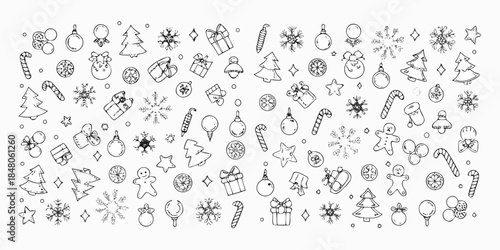 A charming collection of hand drawn christmas ornaments and festive holiday decorations