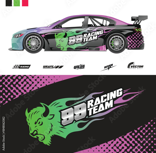 Modern Car Sticker Decal Vector Set for Automotive Vinyl, Racing and Custom Vehicle Graphics