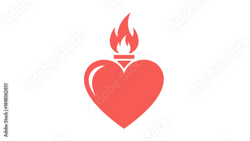 Symbol of passionate love and emotional intensity featuring a heart with fire atop