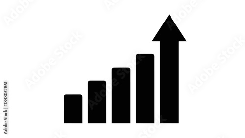Symbolic black upward trending graph representing growth and progression