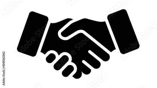 Symbolic Black and White Illustration of a Handshake Representing Trust and Cooperation in