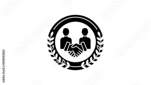 Symbolic Black and White Illustration Depicting Unity and Agreement Between Two Individuals