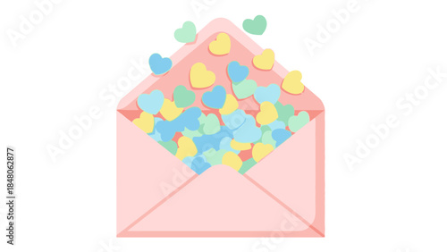 Sweetheart Conversation Starters with Colorful Heart-Shaped Messages in a Pink Envelope