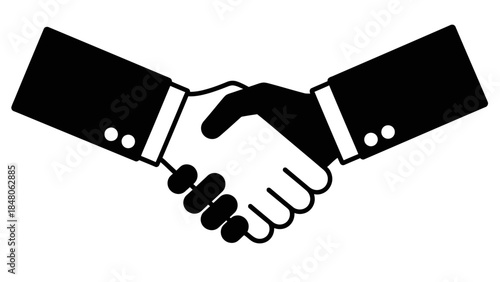 Symbolic Handshake in Silhouette Representing Cooperation and Agreement