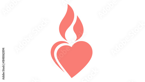 Symbolic Heart with Flame Illustration Expressing Passion and Vitality