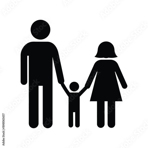 Family silhouette holding hands together simple icon design