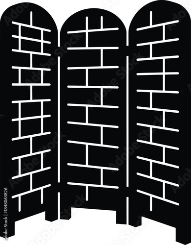 Black folding screen