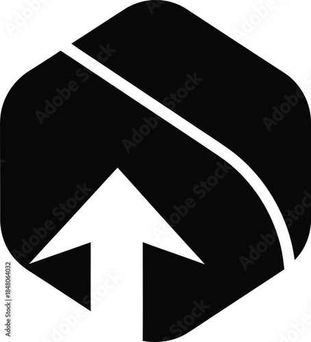 Modern black and white abstract logo with upward arrow symbolizing growth