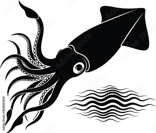 Squid swimming in ocean