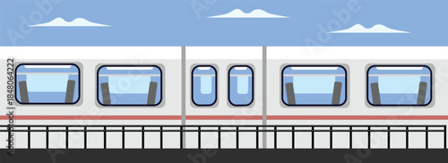 Flat Design Illustration of a Commuter Train. High speed train. Subway train illustration. City railroad. Public transportation.