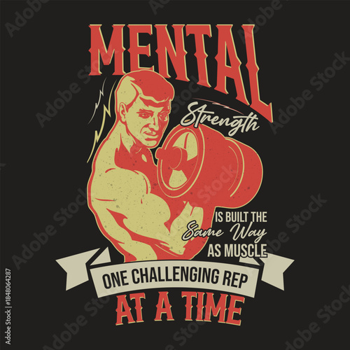 Mental Strength Is Built the Same Way as Muscle – Fitness Motivation Illustration