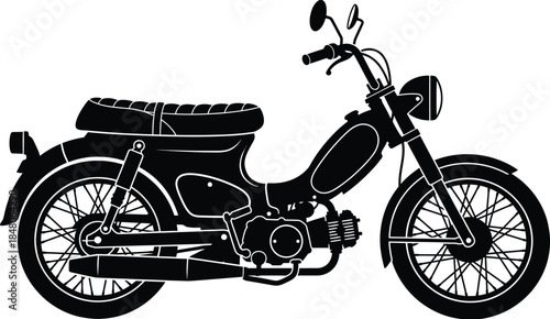 Moped Silhouette Vector | Classic Scooter Motorcycle Illustration