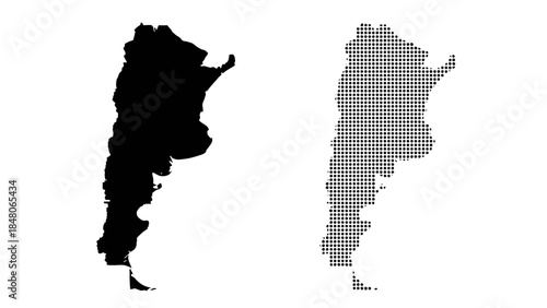 Argentina Map Silhouette and Dotted Outline Isolated on White – Vector Illustration

