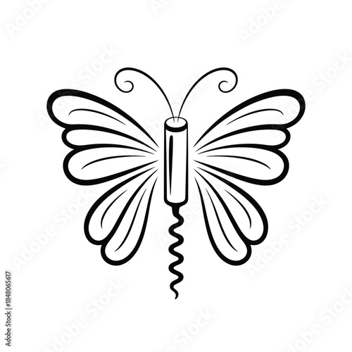 A whimsical butterfly design cleverly incorporating a corkscrew element
