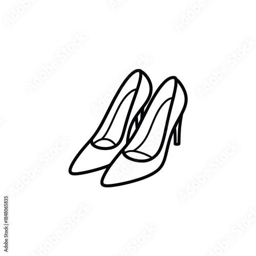 A simple black and white sketch of a pair of high heel shoes
