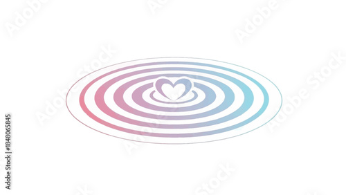 Symmetrical concentric ripple pattern with pastel gradient colors forming a heart shape in the