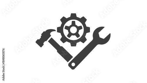 Technical Repair and Maintenance Icon Illustrating Tools and Mechanical Gear Concepts