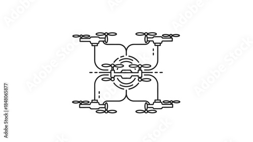 technical diagram illustrating a drone quadcopter flight control system with propeller motors and