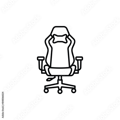 Simple line art illustration of a modern gaming chair design